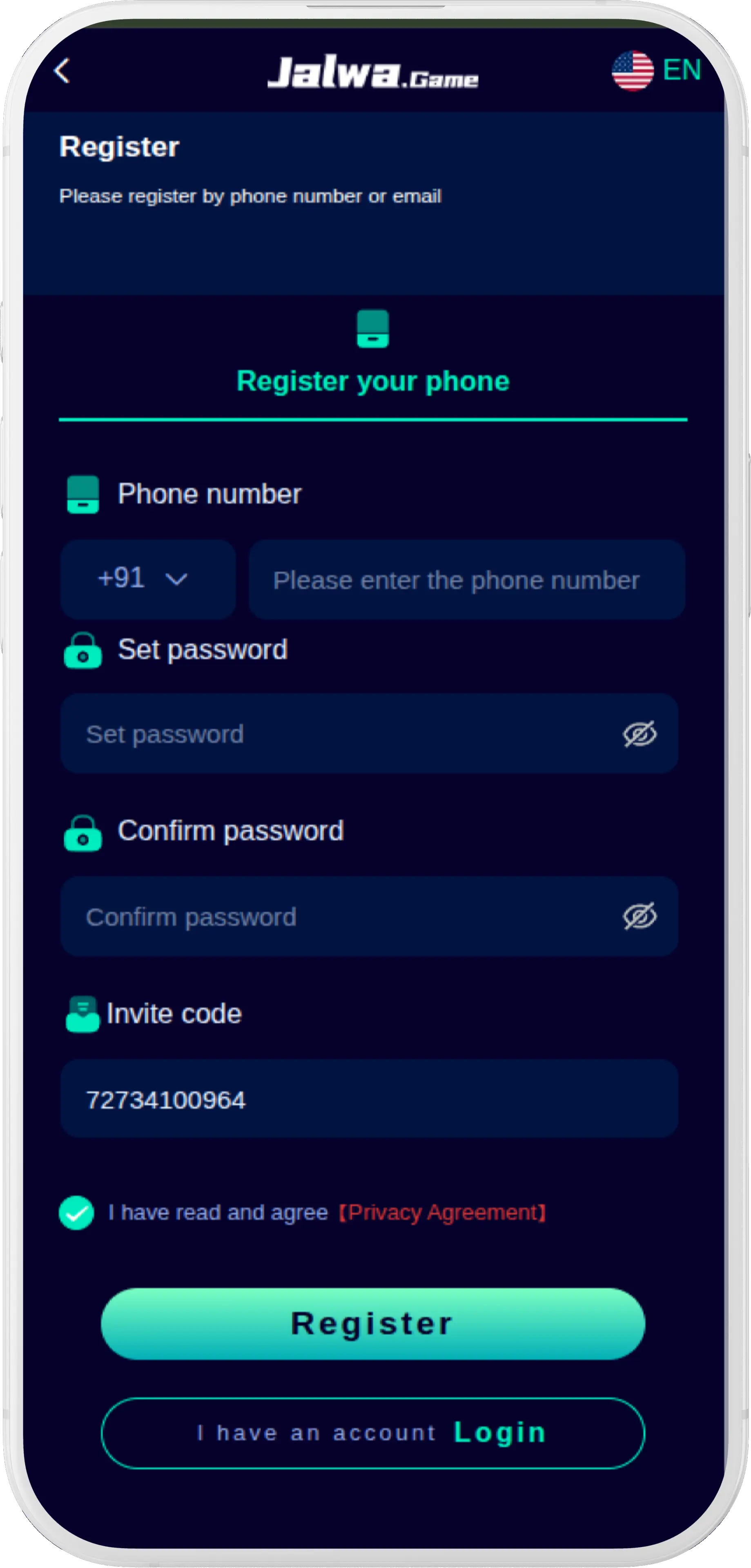 Jalwa Game register form 2026 — official registration page